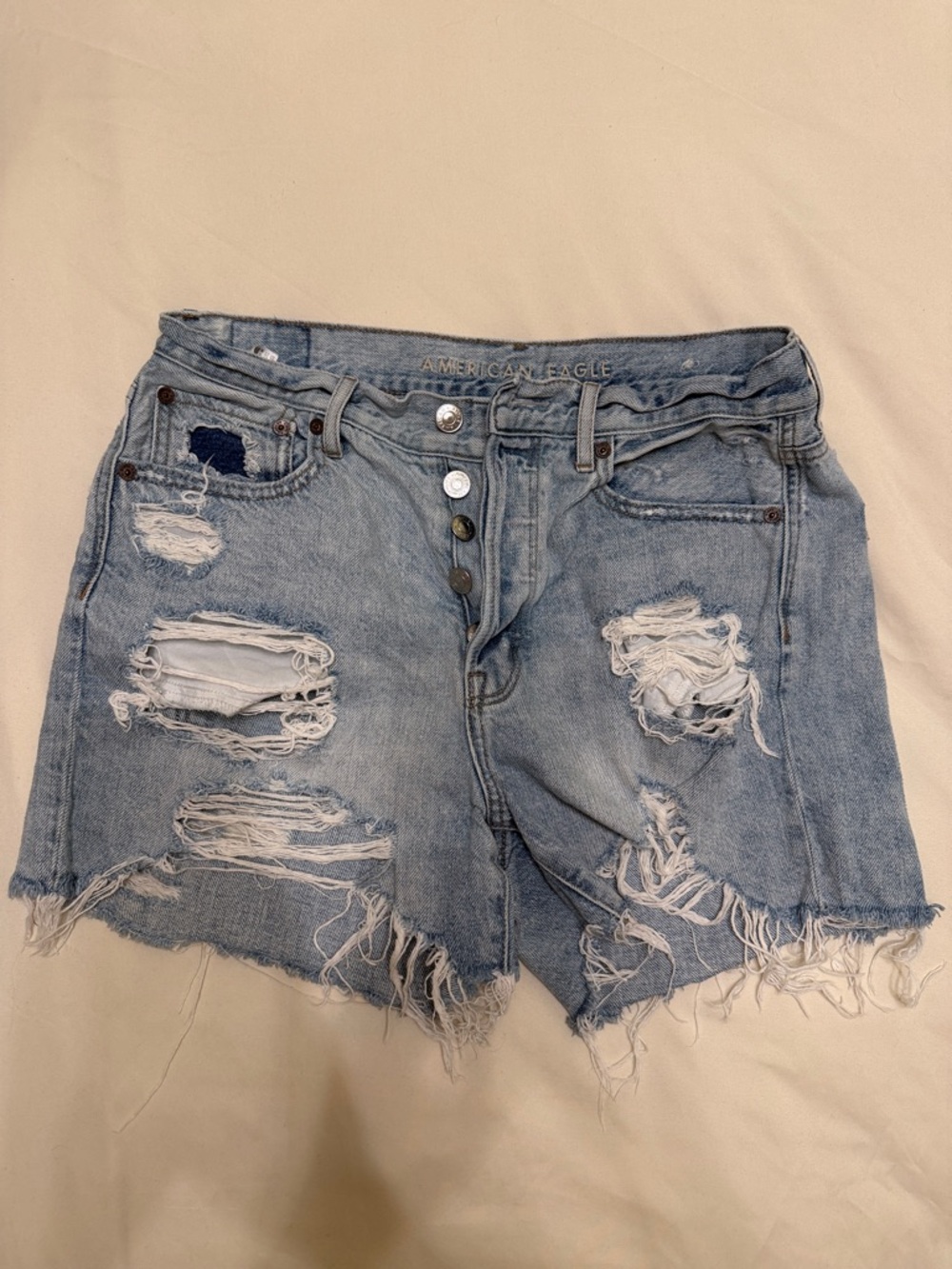 American Eagle Outfitters Light Wash Distressed Denim Shorts